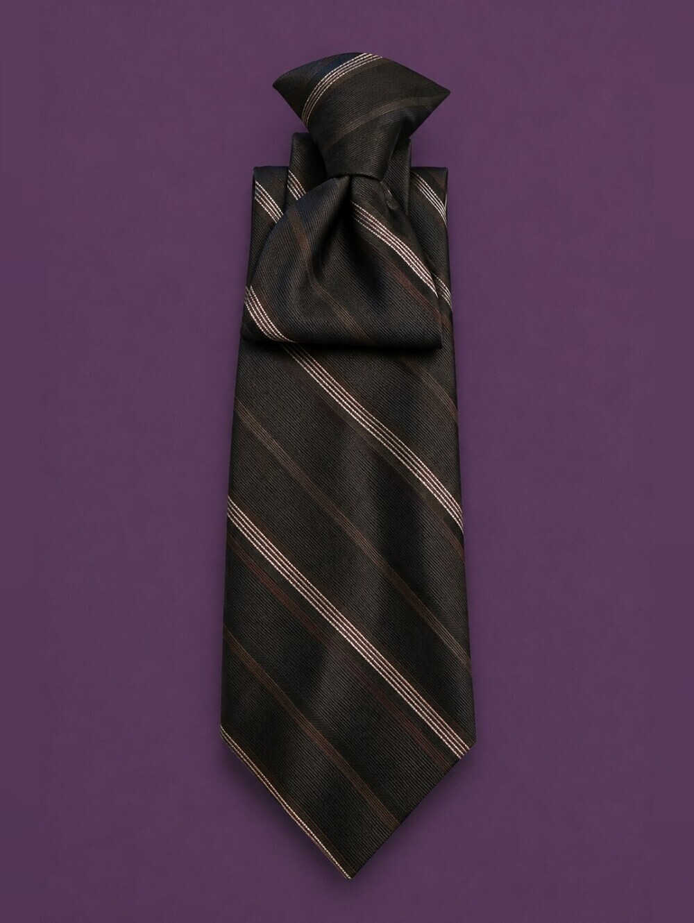 3/$30 Vtg AUSTIN MANOR 1980s Dark Gray Striped Slim Clip-on Tie